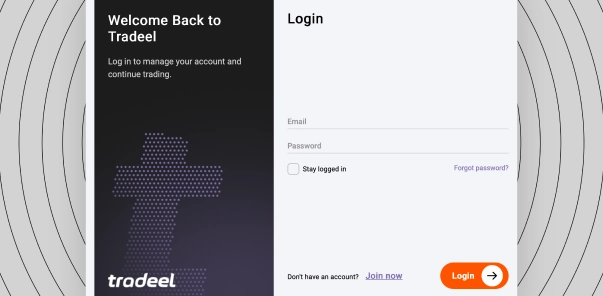 Tradeel login page user interfaceф